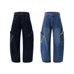 Workwear denim curved knife pants