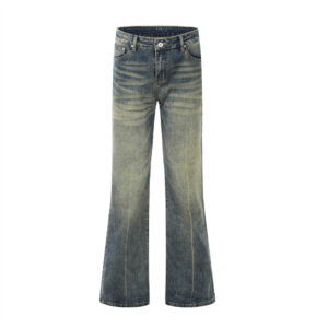 Washed and worn punk denim bell bottoms