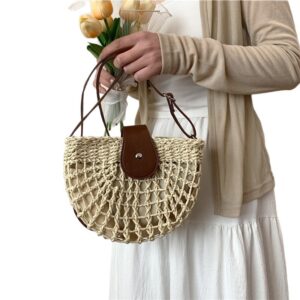 Straw woven bag women's beach bag crossbody shoulder bag armpit saddle bag