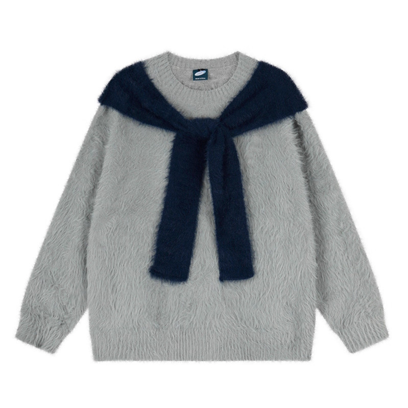 Cashmere Knit Sweater Loose Oversized Hooded Chic Korean-Style Knit Top - Image 4