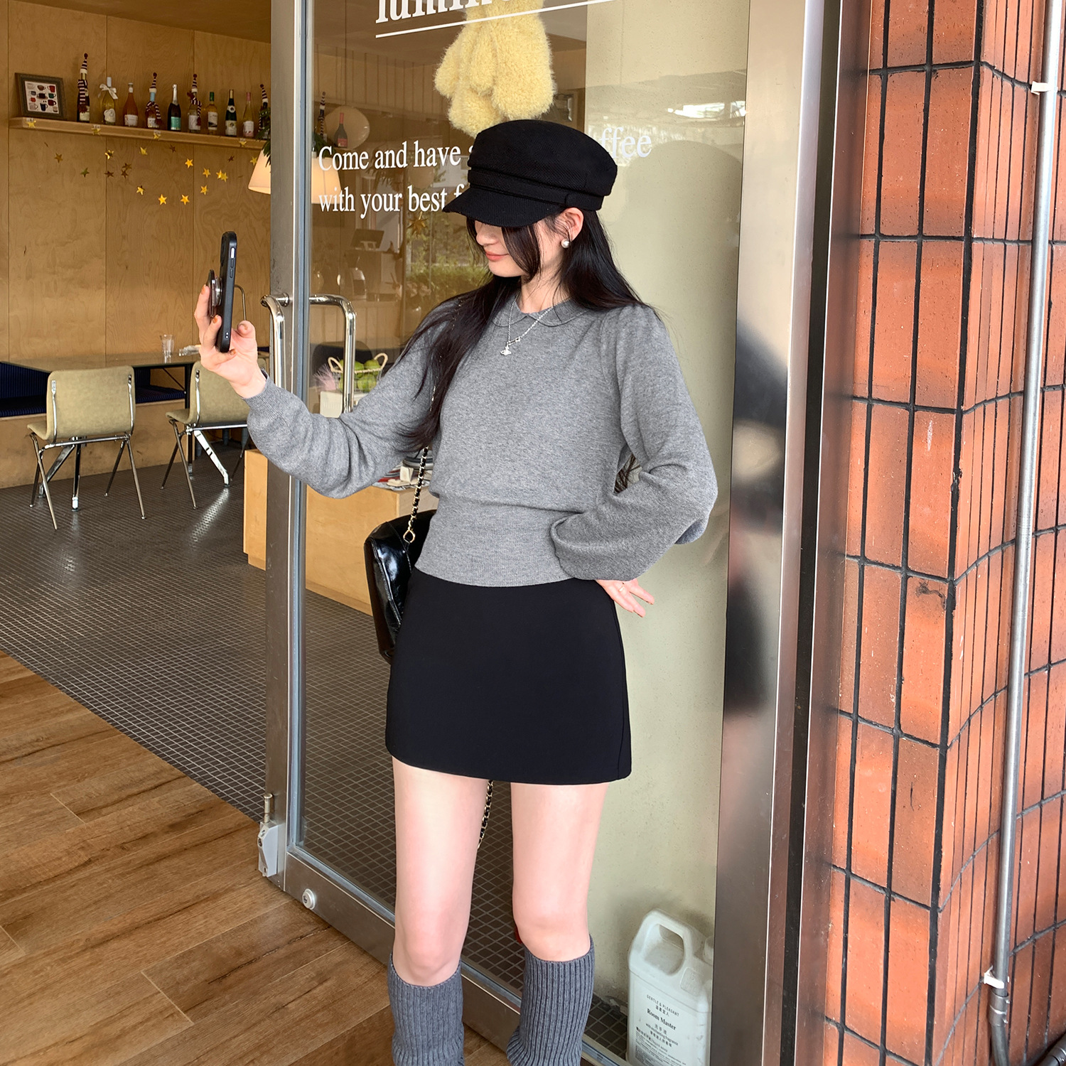 Unique White Peter Pan Collar Knit Bodysuit for Women,Waist-Cinching, Slimming Inner Layer Top - Image 2