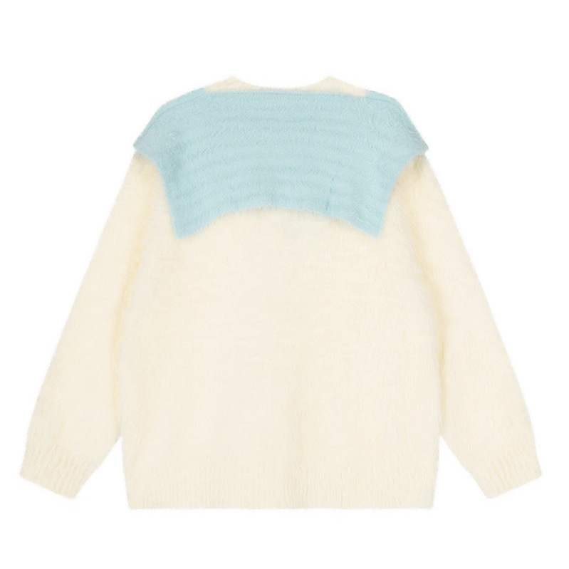 Cashmere Knit Sweater Loose Oversized Hooded Chic Korean-Style Knit Top - Image 2