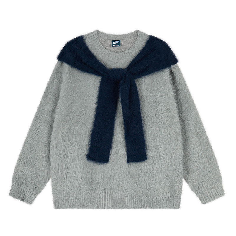 Cashmere Knit Sweater Loose Oversized Hooded Chic Korean-Style Knit Top - Image 6