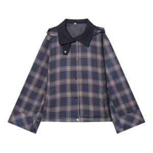 Checkered hooded cotton jacket